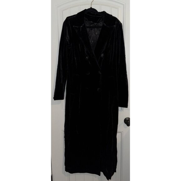 Killstar Womens Shadowborne Coat Sz XL Black Velvet Maxi Full Length Goth NWT - Picture 10 of 13
